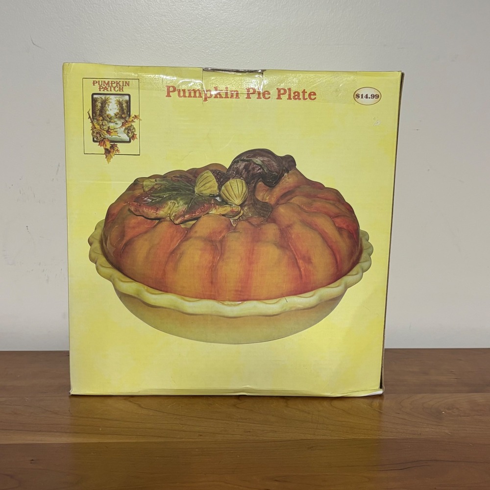 Cracker Barrel Pumpkin Patch Ceramic Pie Plate with Lid Orange Autumn Harvest